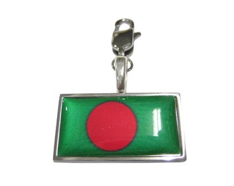 Thin Bordered Bangladesh Flag Pendant Zipper Pull Charm