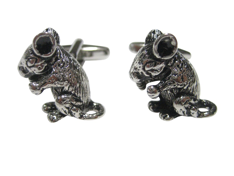 Silver Toned Detailed Chinchilla Cufflinks