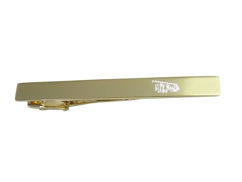 Gold Toned Etched Fire Truck With Ladder Square Tie Clip