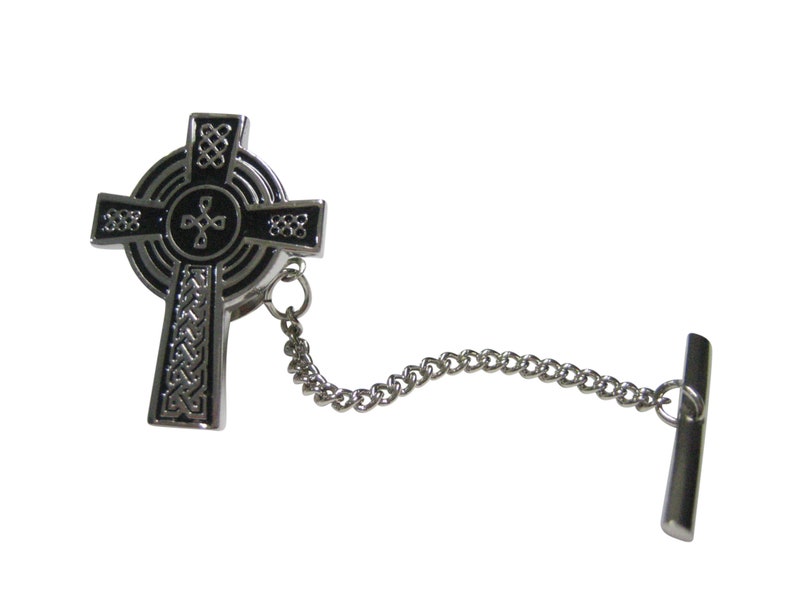 Large Textured Celtic Cross Tie Tack Etsy
