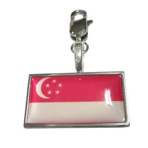 Thin Bordered Singapore Flag Pendant Zipper Pull Charm