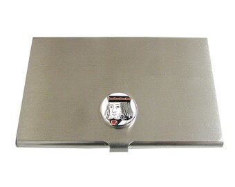 Silver Toned Card Face Pendant Business Card Holder