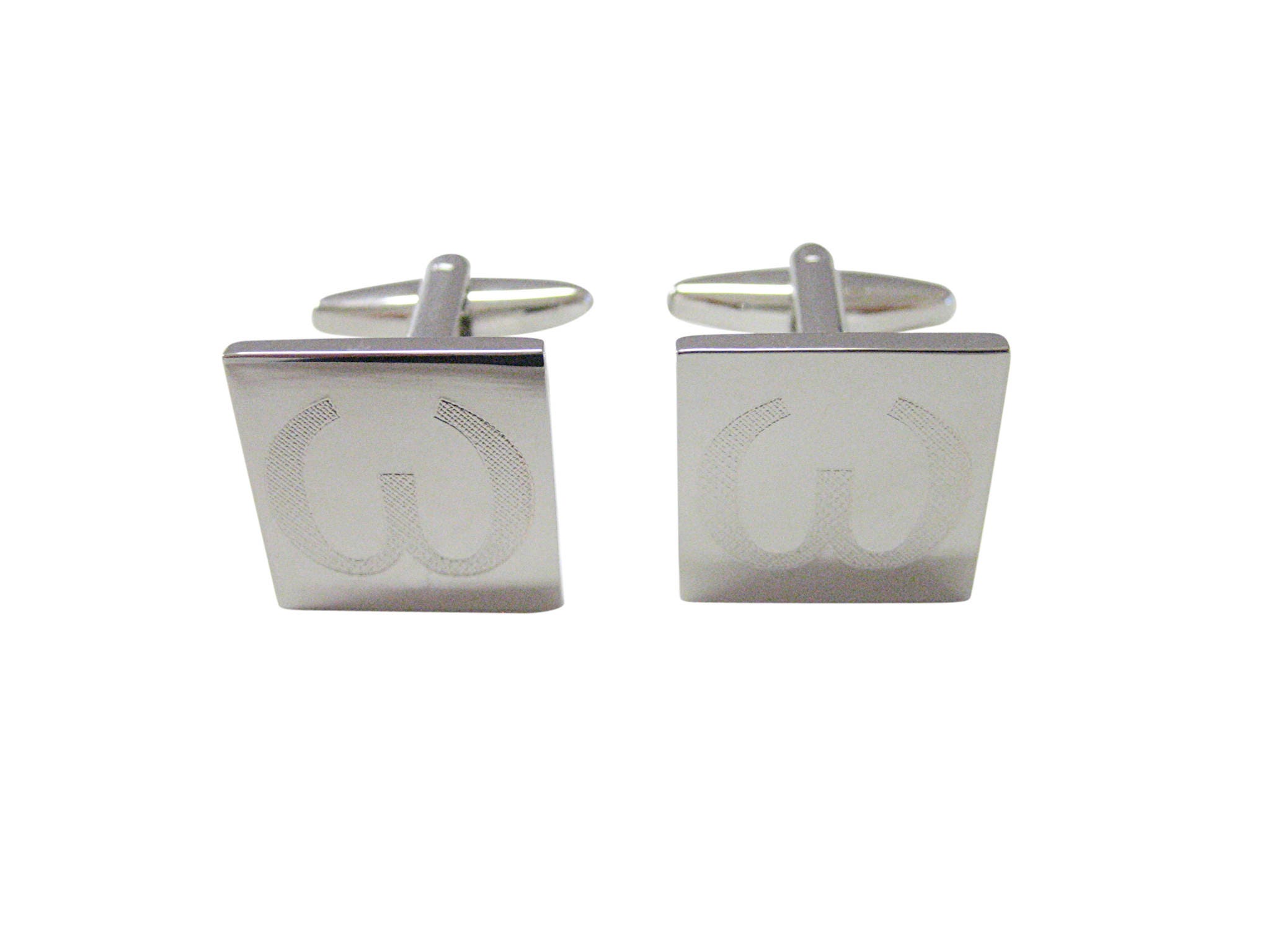 Silver Toned Etched Greek Lowercase Letter Omega Cufflinks -  Canada