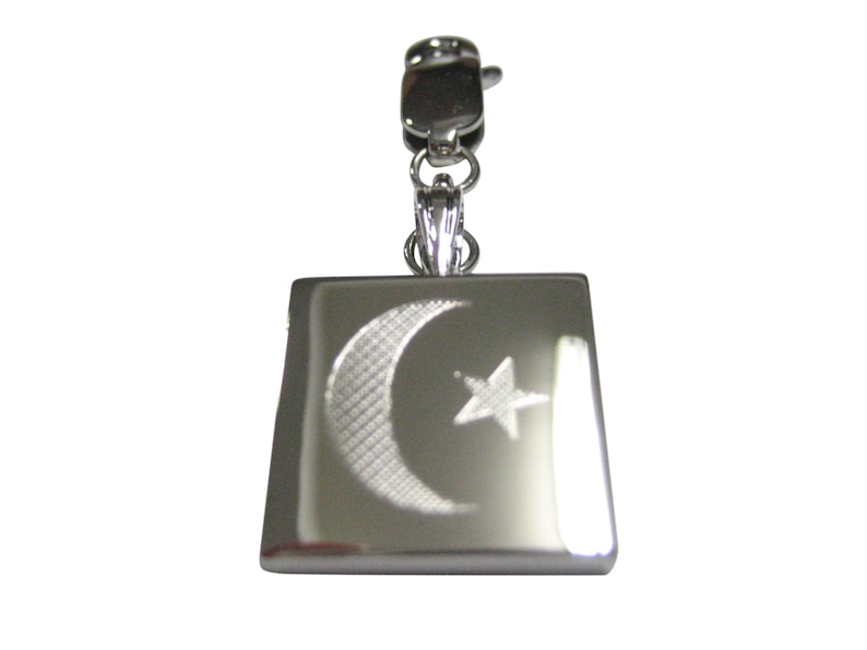 Silver Ranking TOP12 Toned trust Etched Islam Flag Pull Pendant Zipper Charm