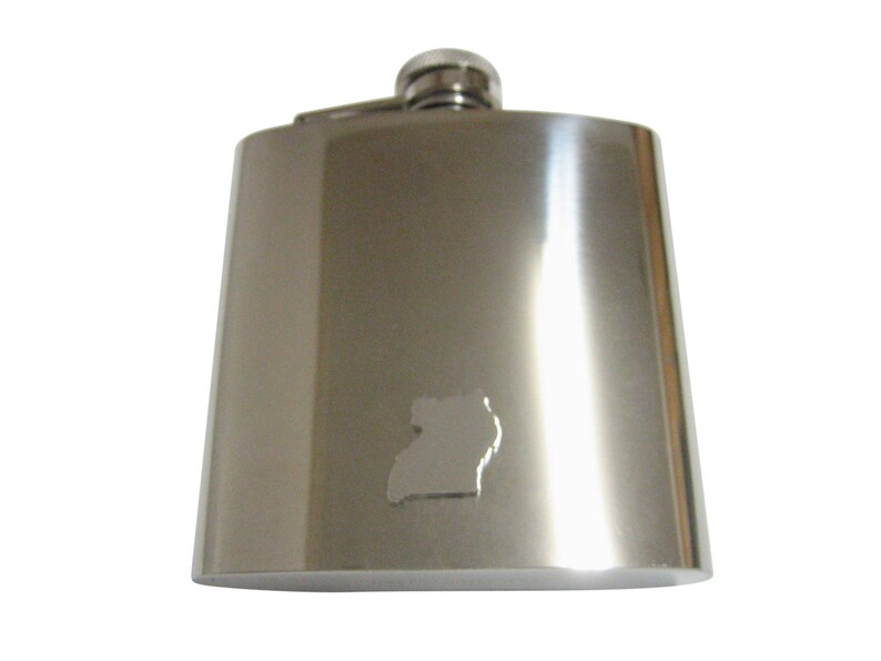 Uganda Map Shape Pendant 6 Oz. Stainless Steel Flask Etsy