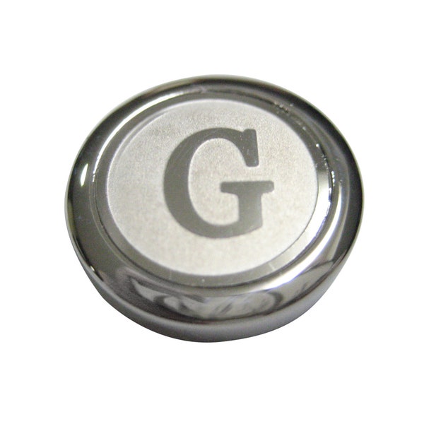 Silver Toned Round Letter G Monogram Magnet