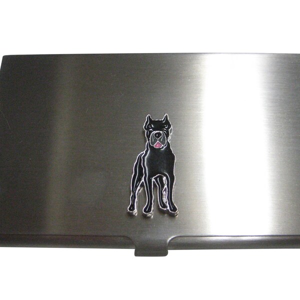 Black Toned Pointy Eared Great Dane Dog Business Card Holder