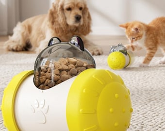 Interactive Dog Treat Dispenser Toy - Wobble Slow Feeder for Cats and Dogs - IQ Training Puzzle Toy for Boredom - Durable Pet Food Leaking B