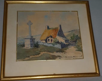 Brittany, small framed gouache