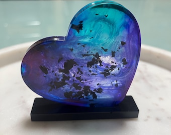 Handmade Mother's Day Gift Heart Stand | Personalized | Sticker | Resin | Gift for Friends and Family | Drop Effect | 3D | Purple