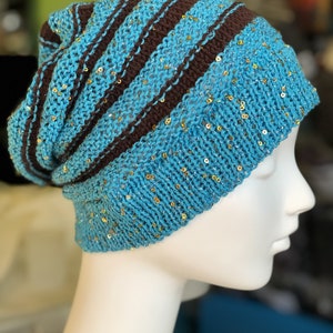 Hand made knit 2-sided sparkle sequins hat