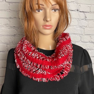 Felted scarf snood 100% wool and yarn handmade unique Christmas colors