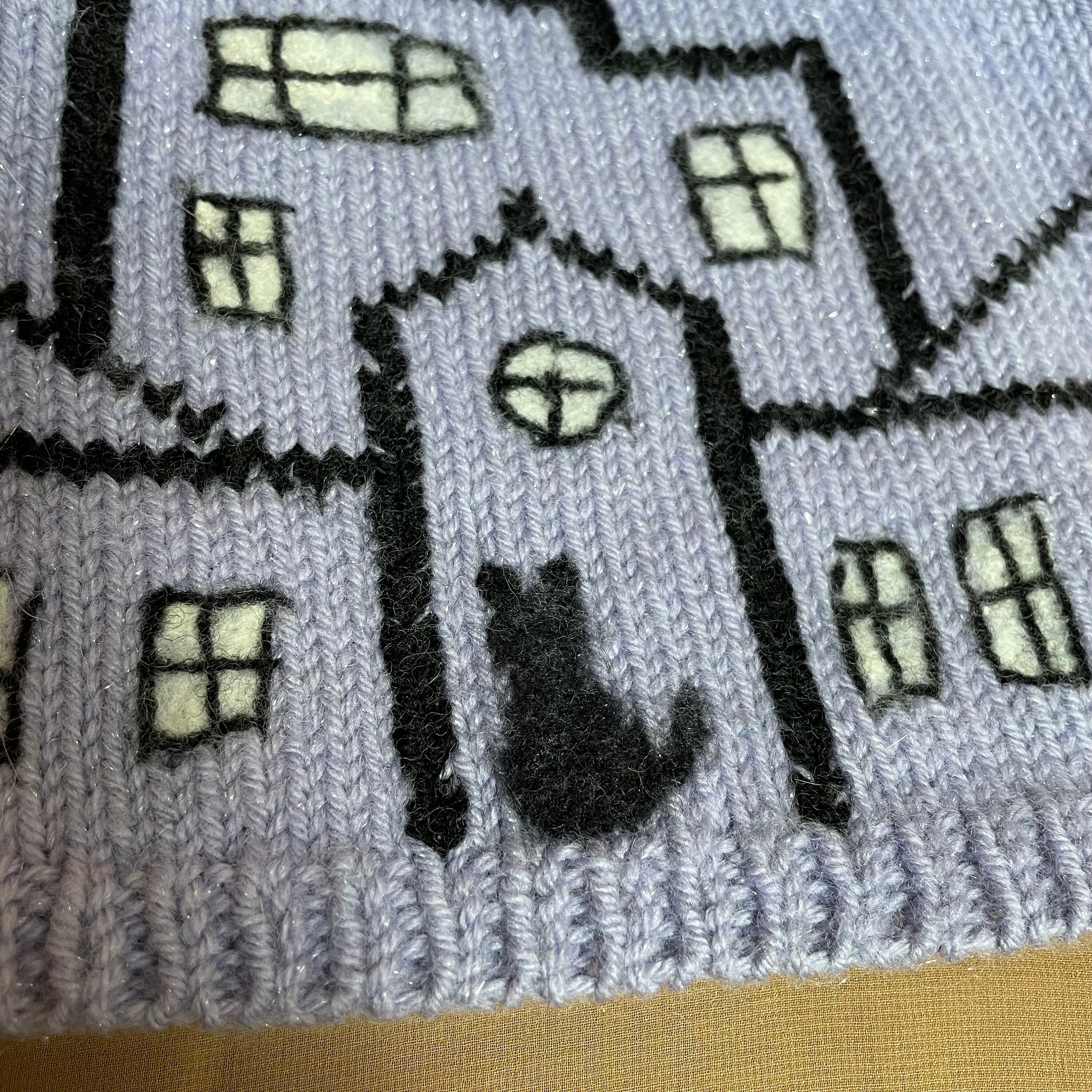 Handmade Knit Wool Hat With Houses and Real Fox Detachable  display picture 1