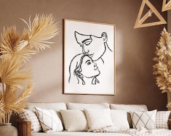 Custom Mother Daughter Portrait | Minimalist Heartbeat Art Print (8x10 PDF)