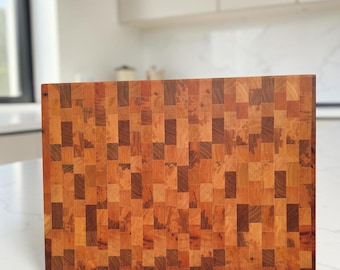 Premium End Grain Pear Wood Cutting Board – Handmade Butcher Block, Thick Wooden Chopping Board, Luxury Kitchen Gift, Free US Shipping