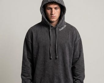 Sudadera con capucha extragrande de Rotten Mango - Sudadera gris carbón - Sudadera estilo streetwear vintage - Regalo ideal