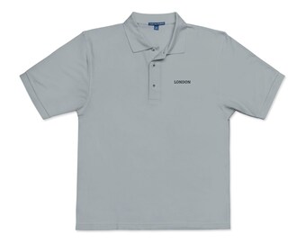 Polo à logo minimaliste | Logo brodé sur la poitrine, gris clair