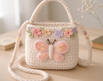 Mini Tasche Häkelmuster - Schmetterling 3D Design (Digitaler Download)