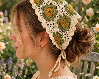 Gehäkeltes Haarbandana Muster, Sonnenblume Oma Quadrat Stirnband (PDF Download)
