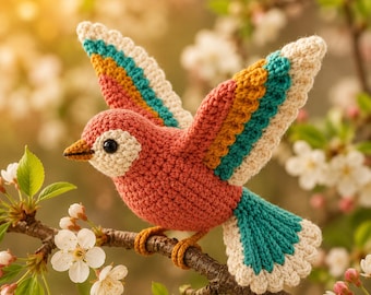 Vogel Häkelanleitung, Amigurumi Blumenkrone Spielzeug Anleitung (PDF Download)