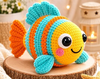 Finnley Fisch Häkelanleitung PDF, Amigurumi Plüsch Anleitung (Digitaler Download)