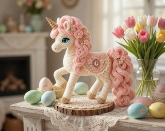 Blüten-Einhorn Häkelanleitung, Amigurumi Fantasy Pferd Anleitung (PDF Download)