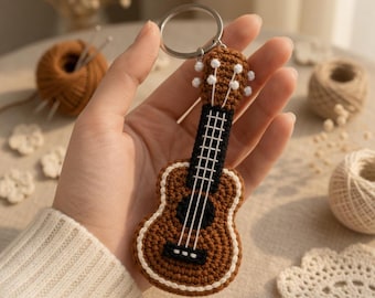 Gitarre Schlüsselanhänger Muster | Amigurumi Musik-Liebhaber Geschenk (PDF Download)