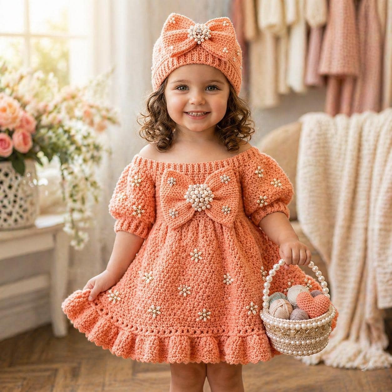 beaded knit dress Hannah Elegant Crew Neck Beaded Knitted Sweater Dress – Roselili main image 1