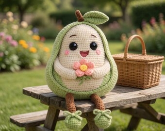 Avocado-haakpatroon, amigurumi-voedselspeelgoed, beginnersvriendelijke pdf (digitale download)
