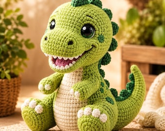 Dinosaurier Häkelanleitung, Amigurumi T-Rex Plüsch Anleitung (Digitaler Download)