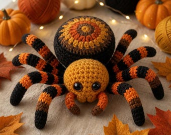 Ernte Tarantula Häkelanleitung, Amigurumi PDF, Herbst Halloween Dekor (Fortgeschrittene)