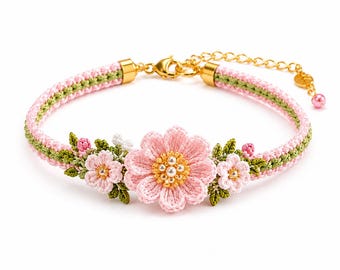 Armband Häkelarmband, Kirschblüte, Häkelschmuck Anleitung (PDF Download)