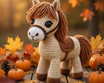 Clover Wiese Pony Häkelanleitung, Amigurumi Pferd Anleitung, anfängerfreundlich (PDF Download)