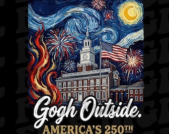 Gogh Outside America's 250th Png, Starry Night USA Png, 1776-2026 Patriotic Art Png, America 250 Digital Download