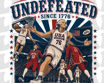 Undefeated Since 1776 PNG, George Washington Basketball, Funny 4th of July Sublimation, Retro Patriotic USA Shirt Design, Commercial Use