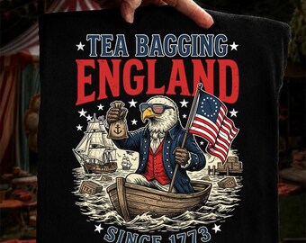 Teeabsackung England seit 1773 PNG, Vaterländischer Adler 4. Juli PNG, lustiges Boston Tea Party T-Shirt, Retro Unabhängigkeitstag