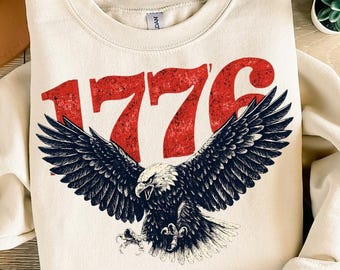 Retro 1776 Bald Eagle PNG, Patriotic America 4th of July PNG, Vintage USA Flag Freedom Design, Digital Download