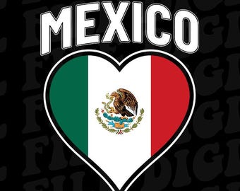 Mexico Flag Heart PNG, Mexican Pride PNG, Vintage Mexico Heritage Design for Men Women Kids, Digital Download
