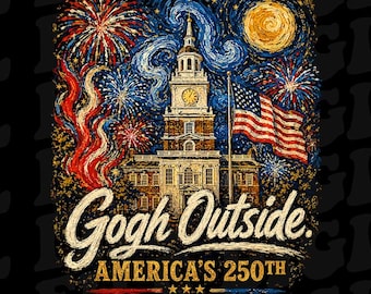 Gogh Outside America's 250th Png, Starry Night USA Png, 1776-2026 Patriotic Art Png, America 250 Digital Download