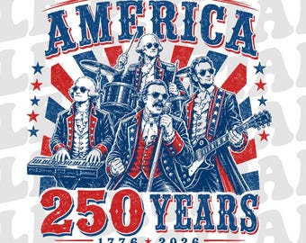 Founding Fathers Rock Band PNG, Presidents Playing Music PNG, Funny America 250 Patriotic Design, 4th of July Digital Download