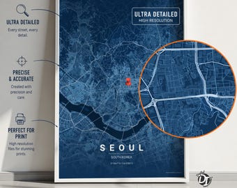 Detailed Urban City Map Print, Personalized Map Poster with Buildings, Custom Street Map Wall Art, Gift for Mom