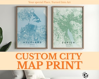 Detailed Urban City Map Print, Personalized Digital Map Poster with Buildings, Custom Street Map Gift, Printable Coordinates Wall Art