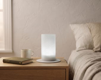 White Chevron Lamp, 3D Printed Zigzag Texture Accent Light, Modern Bedroom Decor