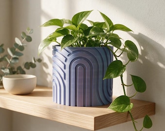 Periwinkle Arch Planter, 3D Printed Dune Line Plant Pot, Modern Indoor Decor
