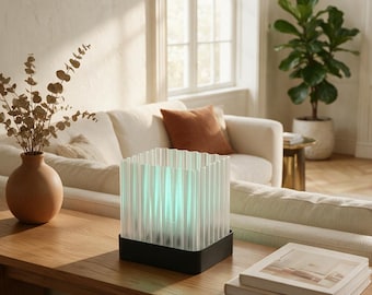 Frosted Reed Table Lamp, 3D Printed Zen Accent, Ambient LED Mood Light, Japandi Decor