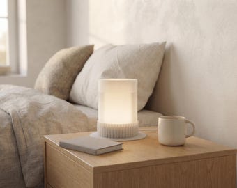 3D Printed Frosted Cylinder Lamp, Warm Ambient Bedside Light, Modern Scandinavian Decor