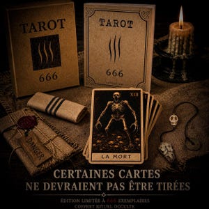 Tarocchi 666 – Mazzo di Tarocchi Oscuri con Pendolo, Set Rituale Occulto Gotico, Carte Divinatorie in Edizione Limitata, Regalo Esoterico Fatto a Mano, 22 arcani