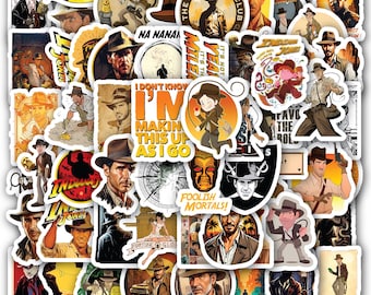 Indiana Stickers Sheet Jones – Adventure Movie Decals for Laptop 40 designs (4 Full Sheets)