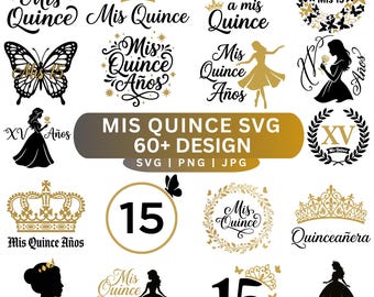 Mis Quince SVG png Bundle , Quinceanera Squad SVG, Latina 15th Birthday PNG, Cricut Silhouette Files