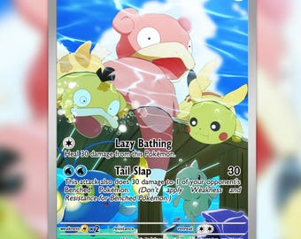 Carta proxy de Slowpoke con arte completo – Arte de fan hecho a mano